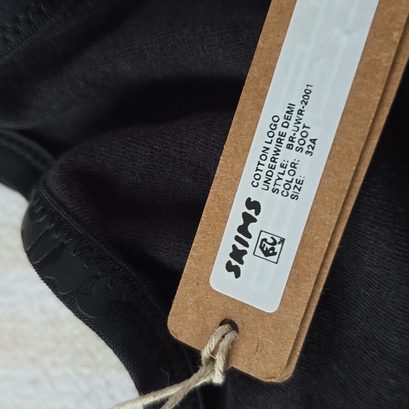 SKIMS Cotton Logo Underwire Demi Bra Size:32A Soot - Picture 3 of 6